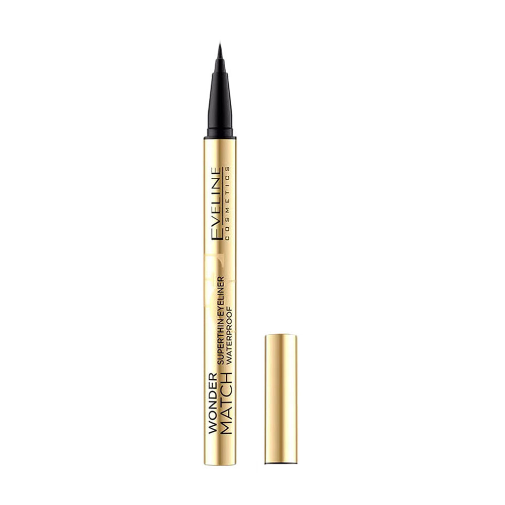 Водостійка супертонка підводка для очей Eveline Cosmetics Wonder Match Superthin Eyeliner Waterproof Black, 2 мл